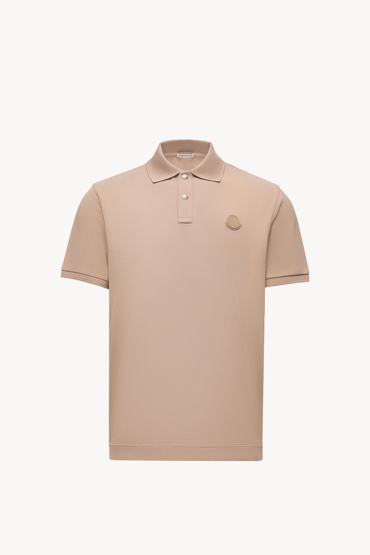 Logo Patch Cotton Piquet Polo Shirt Men Light Beige Moncler 2